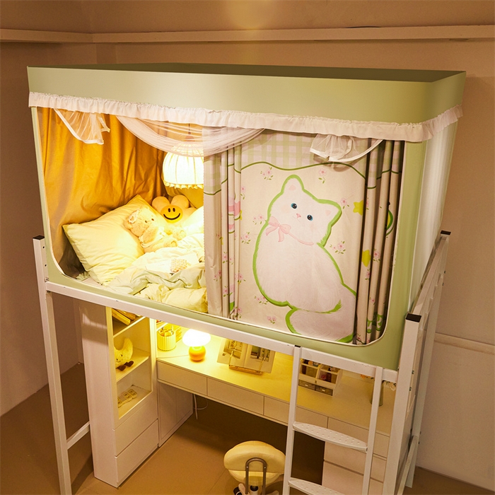 91家纺网 家纺一手货源 找家纺 卓尔居 2025新款学生遮光床帘涂层花边卡通系列 布偶猫