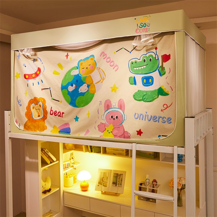 91家纺网 家纺一手货源 找家纺 卓尔居 2025新款学生遮光床帘涂层包边卡通系列 万物