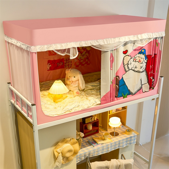 91家纺网 家纺一手货源 找家纺 卓尔居 2025新款学生遮光床帘涂层花边卡通系列 爱心爷爷