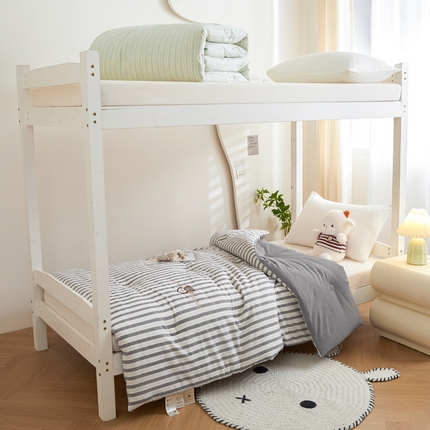 91家纺网 家纺一手货源 找家纺 一加一 2025新款彩纱色织全棉大豆单人宿舍被学生被 天竺  灰