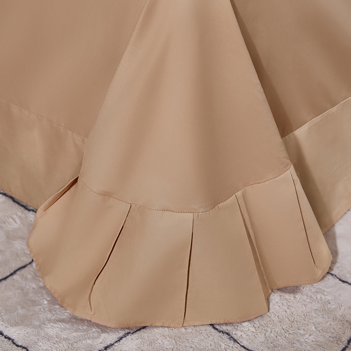 91家纺网 家纺一手货源 找家纺 雲归梦 2024新款全棉提花活性高支密轻奢四件套 曲线格-香槟金