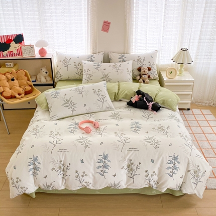 91家纺网 家纺一手货源 找家纺 倾慕家纺 2024新款ins清新风纯棉印花四件套系列 初夏