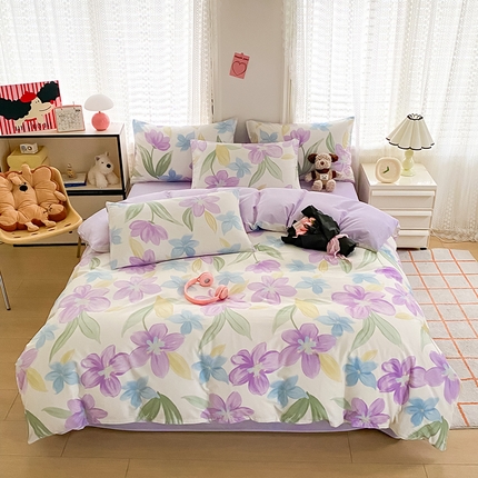 倾慕家纺 2024新款ins清新风纯棉印花四件套系列 花容