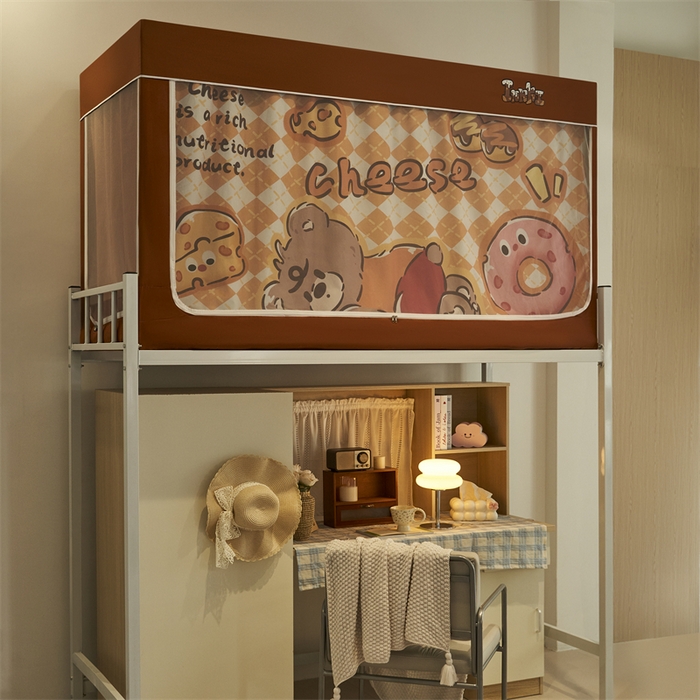 91家纺网 家纺一手货源 找家纺 卓尔居 2025新款学生遮光床帘涂层包边卡通系列 奶酪熊