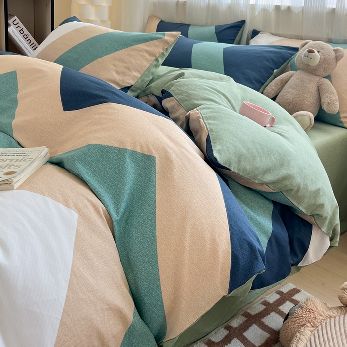 91家纺网 家纺一手货源 找家纺 雅居纺 2024新款全棉印花四件套 波浪世界