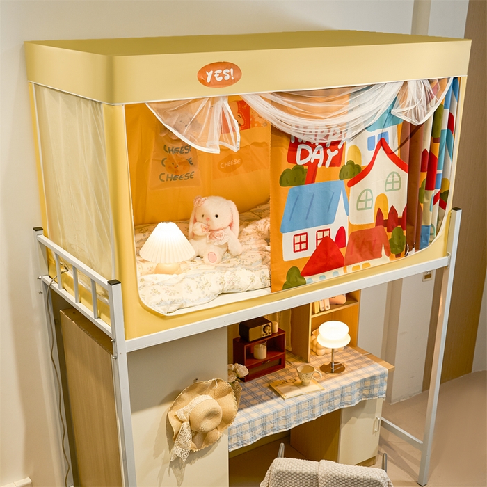 91家纺网 家纺一手货源 找家纺 卓尔居 2025新款学生遮光床帘涂层包边卡通系列 色达