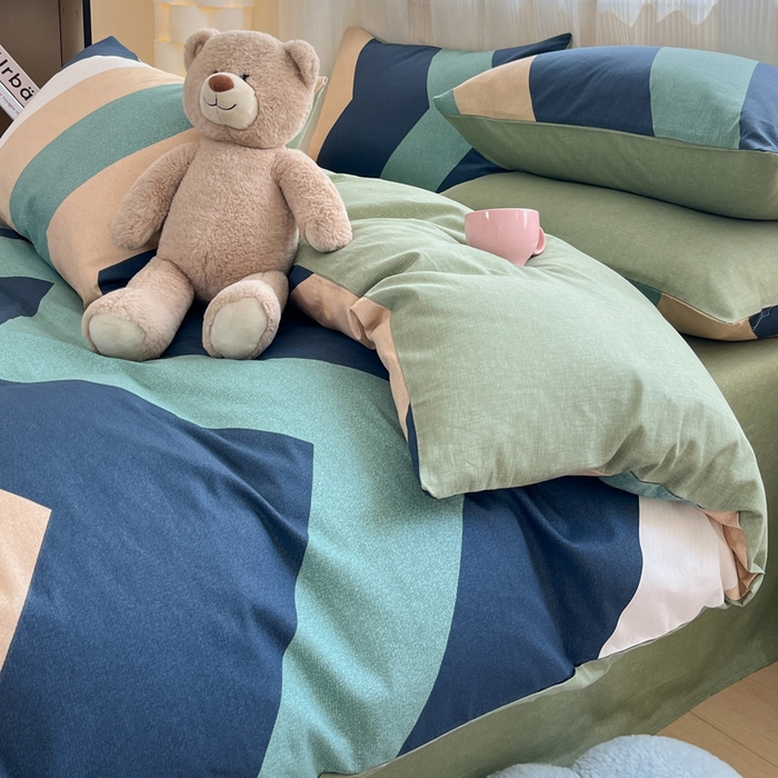 91家纺网 家纺一手货源 找家纺 雅居纺 2024新款全棉印花四件套 波浪世界