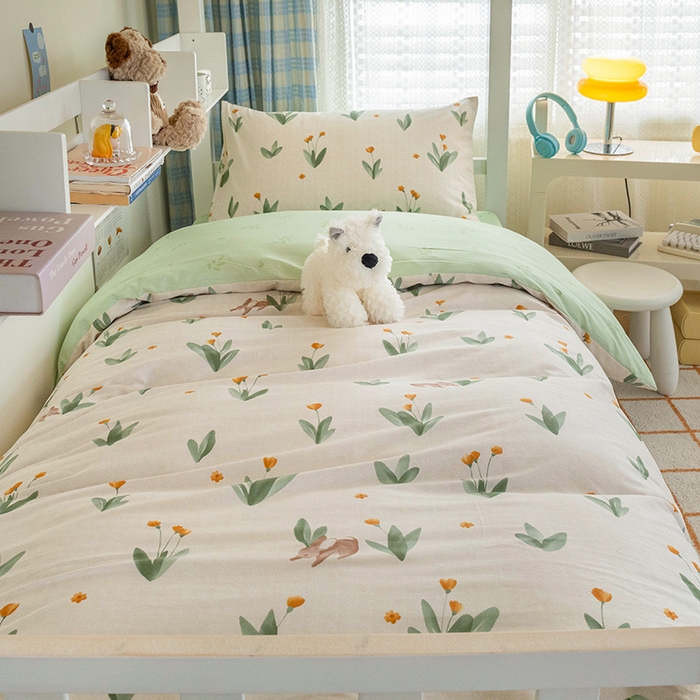 91家纺网 家纺一手货源 找家纺 倾慕家纺 2024新款清新风纯棉印花学生套件系列 晴空日记