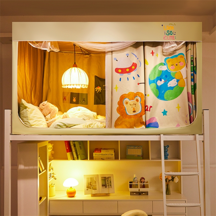 91家纺网 家纺一手货源 找家纺 卓尔居 2025新款学生遮光床帘涂层包边卡通系列 万物