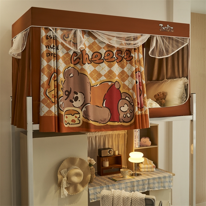 91家纺网 家纺一手货源 找家纺 卓尔居 2025新款学生遮光床帘涂层包边卡通系列 奶酪熊