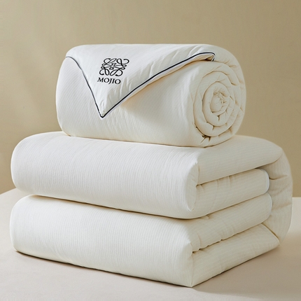 一加一 2025新款黑边立体刺绣大豆子母被 白色