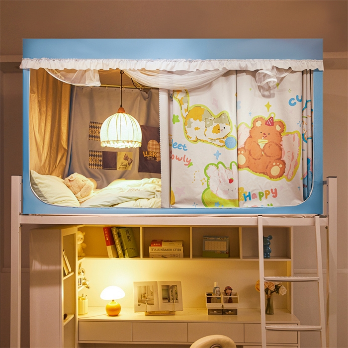 91家纺网 家纺一手货源 找家纺 卓尔居 2025新款学生遮光床帘涂层花边卡通系列 卡通小动物