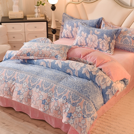 91家纺网 家纺一手货源 找家纺 （总）磨毛世家家纺 2025高克重防静电水晶绒雕花绒宝宝绒印花单品被套