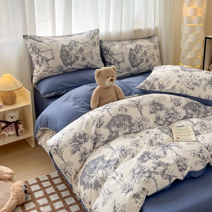 91家纺网 家纺一手货源 找家纺 雅居纺 2024新款全棉印花四件套 妙语花香