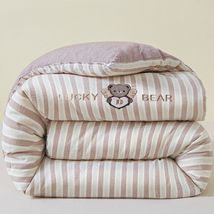 91家纺网 家纺一手货源 找家纺 一加一 2025新款彩纱色织全棉大豆被 天竺  紫