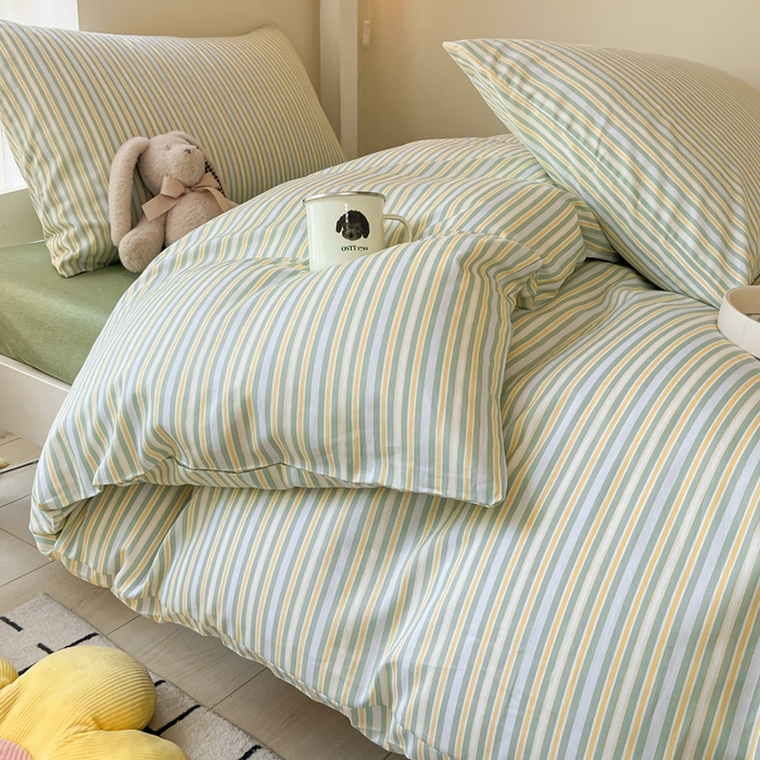 91家纺网 家纺一手货源 找家纺 雅居纺 2024新款全棉印花学生季套件 北欧细条