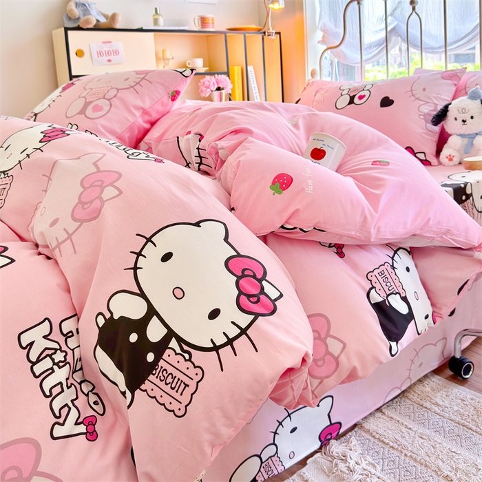 91家纺网 家纺一手货源 找家纺 2024新款授权经典奥特曼-三丽鸥全棉卡通四件套学生三件套【含防伪标】 爱心kt