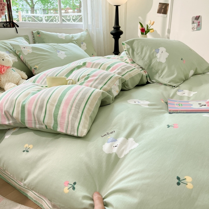 91家纺网 家纺一手货源 找家纺 慕尚家纺 2025新款全棉印花四件套 汪可爱