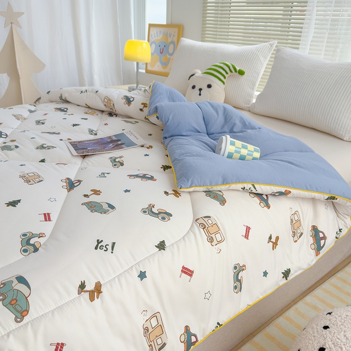 91家纺网 家纺一手货源 找家纺 卡派 2024新款亲肤水洗棉印花春秋被 汽车总动员