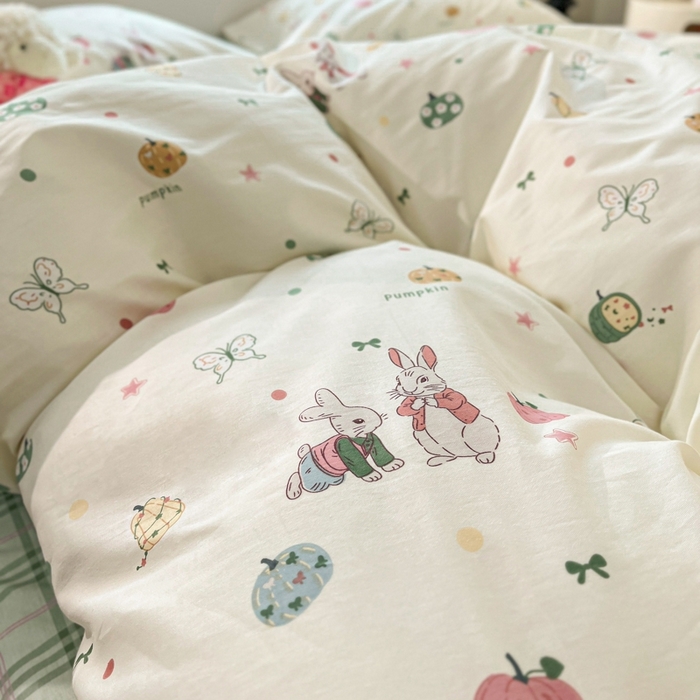 91家纺网 家纺一手货源 找家纺 慕尚家纺 2025新款全棉印花四件套 南瓜派对