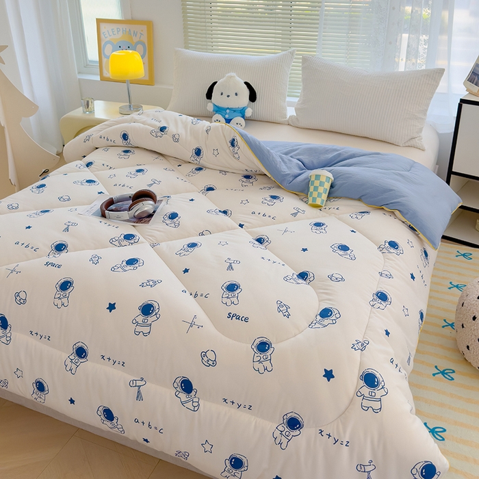 91家纺网 家纺一手货源 找家纺 卡派 2024新款亲肤水洗棉印花春秋被 太空人