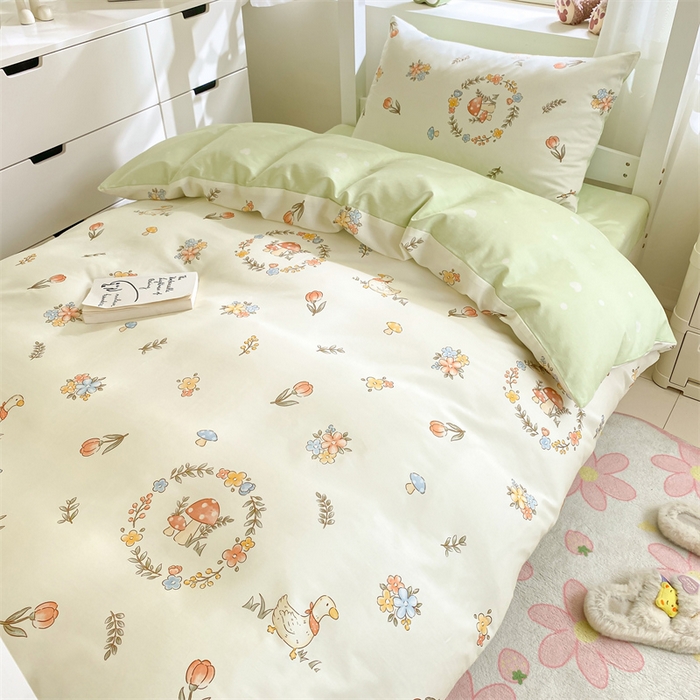 91家纺网 家纺一手货源 找家纺 本制 2024新款学生季全棉印花三件套 沐风