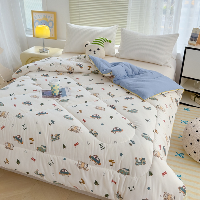 91家纺网 家纺一手货源 找家纺 卡派 2024新款亲肤水洗棉印花春秋被 汽车总动员