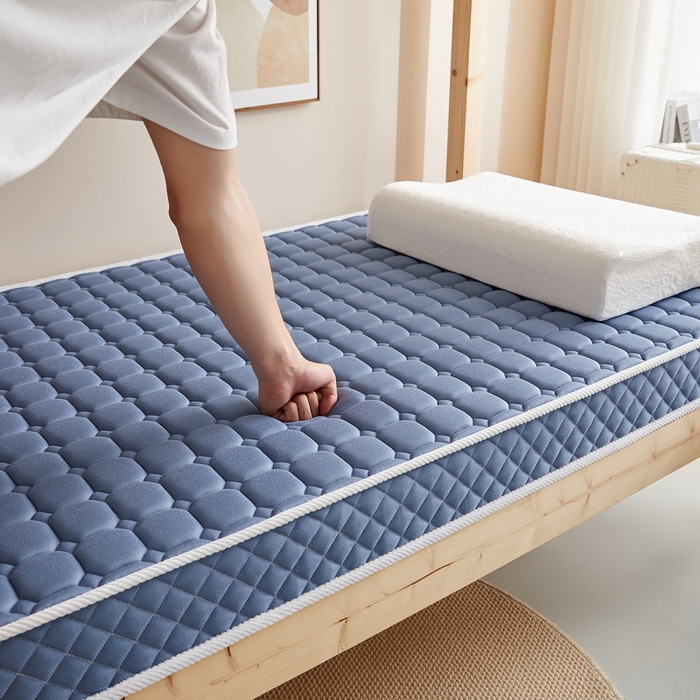 91家纺网 家纺一手货源 找家纺 卡派 2024新款单人床乳胶记忆棉立体加厚加高床垫5-10cm（面包格系列） 蓝灰