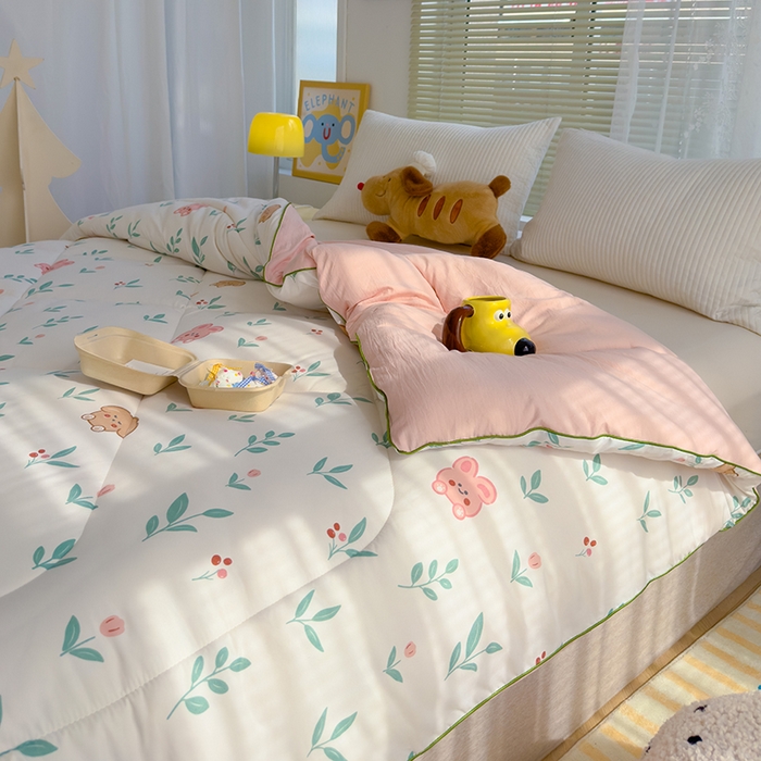 91家纺网 家纺一手货源 找家纺 卡派 2024新款亲肤水洗棉印花春秋被 可爱兔