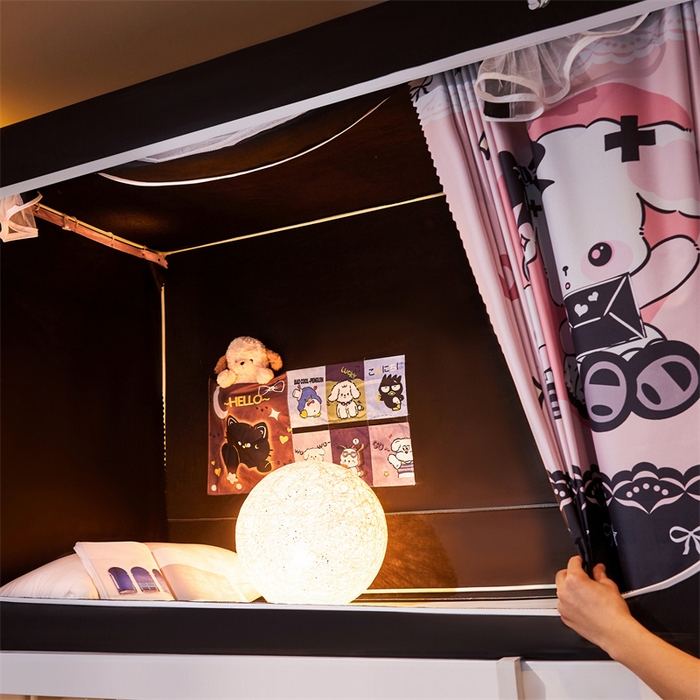 91家纺网 家纺一手货源 找家纺 迪凡保罗蚊帐 2025新款2416纳米环保加厚强遮光大版数码印花学生蚊帐（自带靠墙帘） 酷粉兔