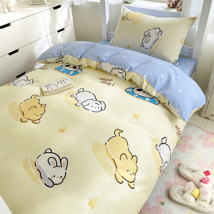 91家纺网 家纺一手货源 找家纺 本制 2024新款学生季全棉印花三件套 浮生-米