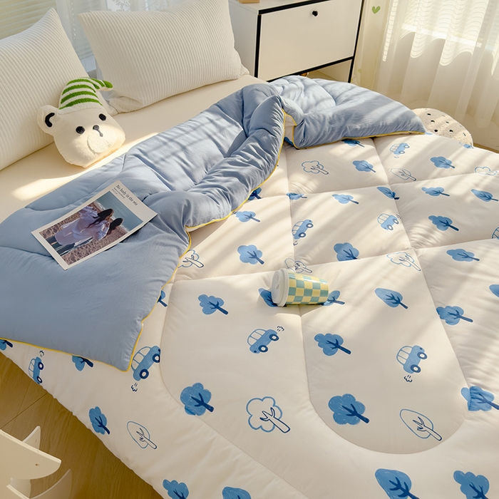 91家纺网 家纺一手货源 找家纺 卡派 2024新款亲肤水洗棉印花春秋被 密林