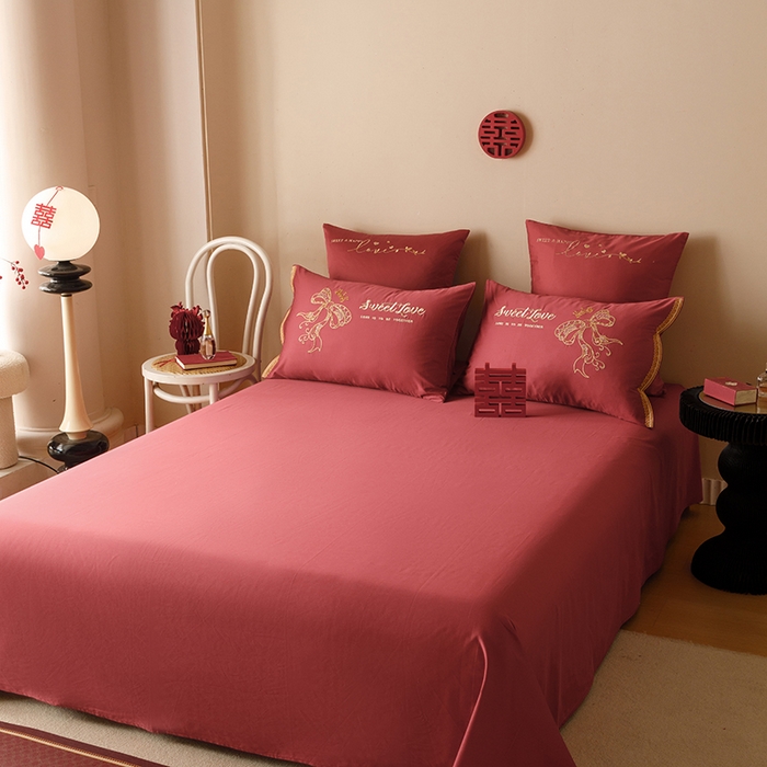 91家纺网 家纺一手货源 找家纺 （总）星野 2024秋冬新款双股澳棉刺绣四件套-蜜月