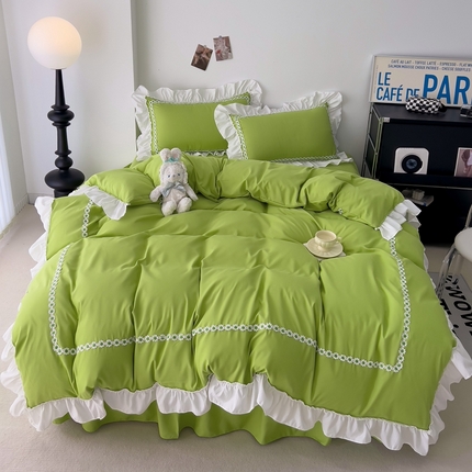 91家纺网 家纺一手货源 找家纺 春光里 2024新款水洗棉花边款四件套-克洛伊