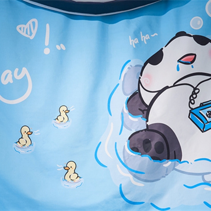 91家纺网 家纺一手货源 找家纺 迪凡保罗蚊帐 2025新款2416纳米环保加厚强遮光大版数码印花学生蚊帐（自带靠墙帘） 游泳熊猫