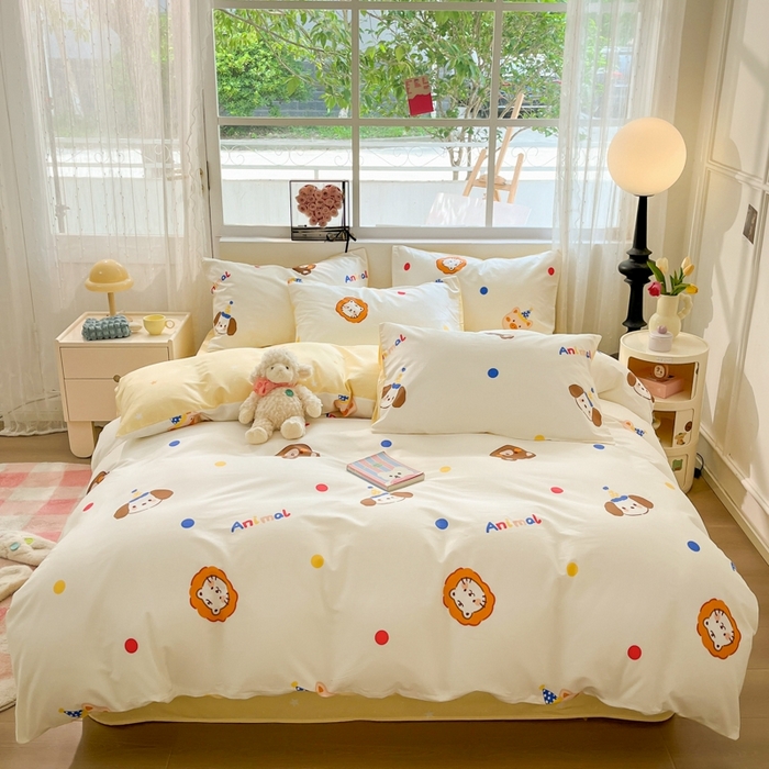 91家纺网 家纺一手货源 找家纺 慕尚家纺 2025新款全棉印花四件套 艾米熊