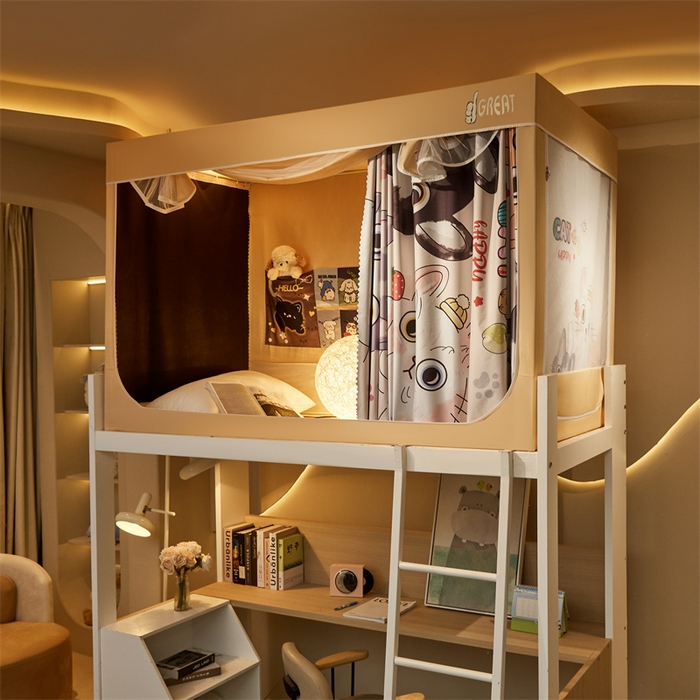 91家纺网 家纺一手货源 找家纺 迪凡保罗蚊帐 2025新款2416纳米环保加厚强遮光大版数码印花学生蚊帐（自带靠墙帘） 大眼猫