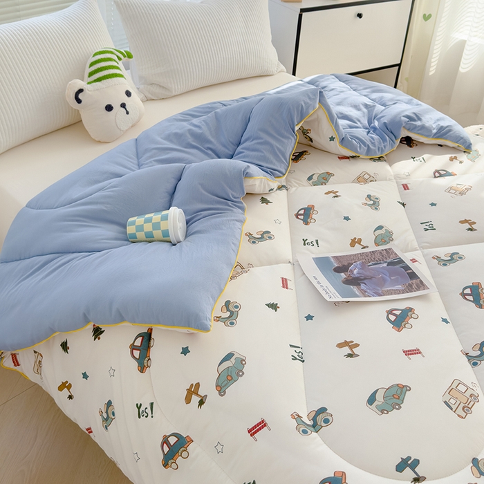 91家纺网 家纺一手货源 找家纺 迪乐妮家居 2024新款亲肤水洗棉印花春秋被 汽车总动员