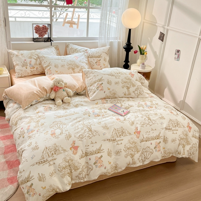 91家纺网 家纺一手货源 找家纺 慕尚家纺 2025新款全棉印花四件套 寻找秋天