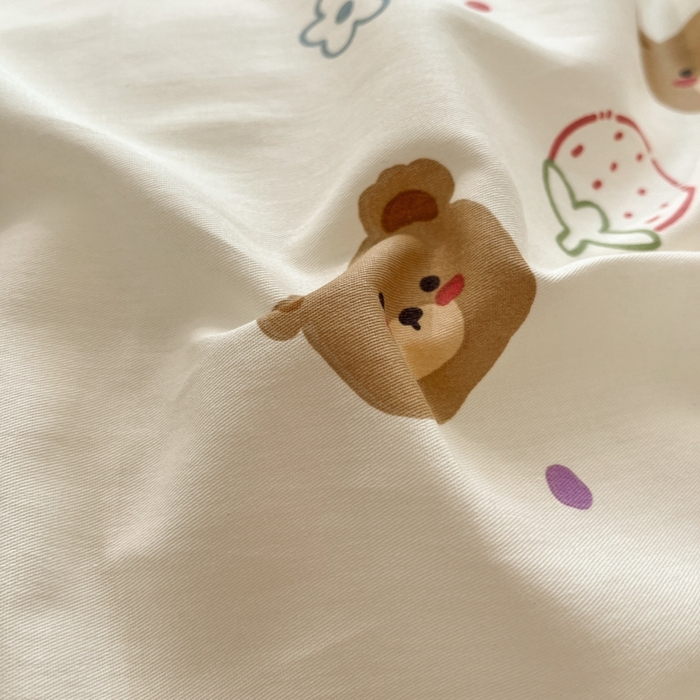 91家纺网 家纺一手货源 找家纺 慕尚家纺 2025新款全棉印花四件套 害羞熊