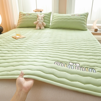 恋绒家纺 2025新款刺绣款床褥床护垫绣花床垫 mini-薄荷绿