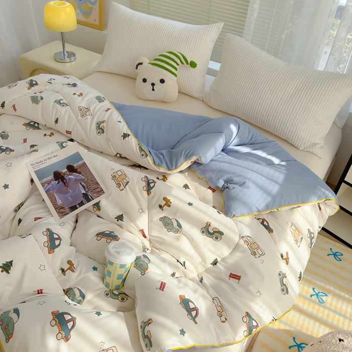 91家纺网 家纺一手货源 找家纺 卡派 2024新款亲肤水洗棉印花春秋被 汽车总动员