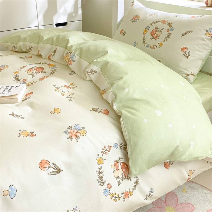 91家纺网 家纺一手货源 找家纺 本制 2024新款学生季全棉印花三件套 沐风