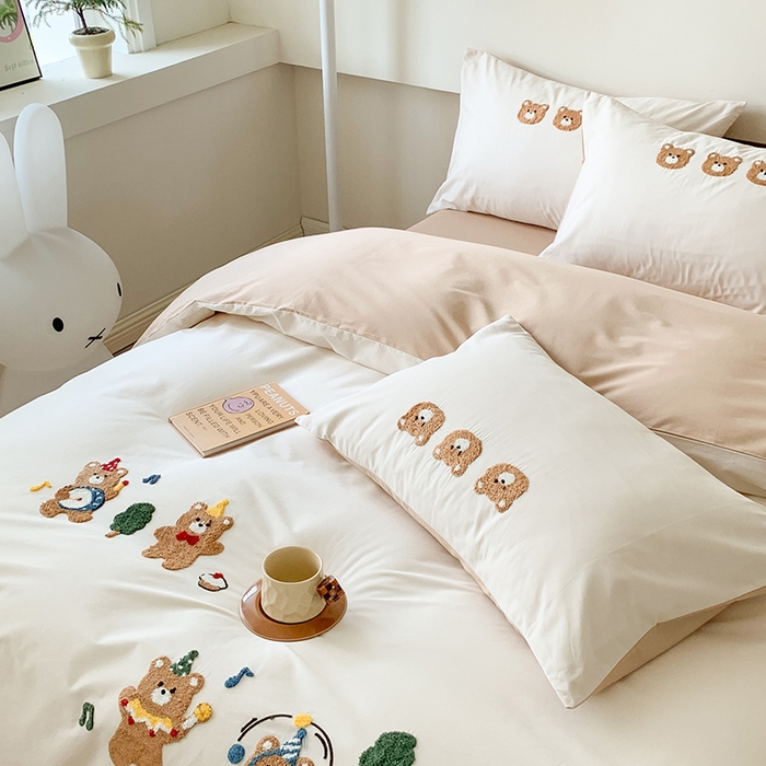 91家纺网 家纺一手货源 找家纺 （总）2024新款直播热卖卡通40S水洗棉全棉毛巾绣工艺四件套纯棉