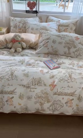 91家纺网 家纺一手货源 找家纺 慕尚家纺 2025新款全棉印花四件套 寻找秋天