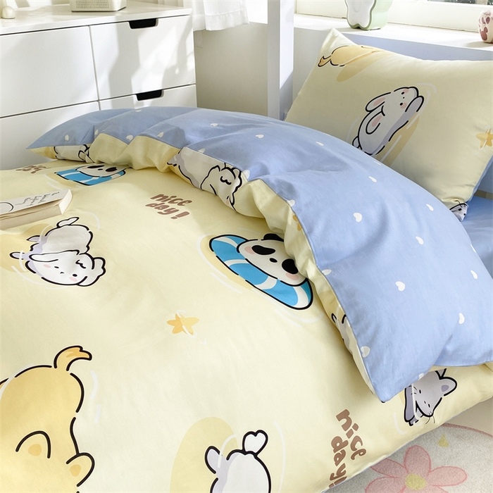 91家纺网 家纺一手货源 找家纺 本制 2024新款学生季全棉印花三件套 浮生-米