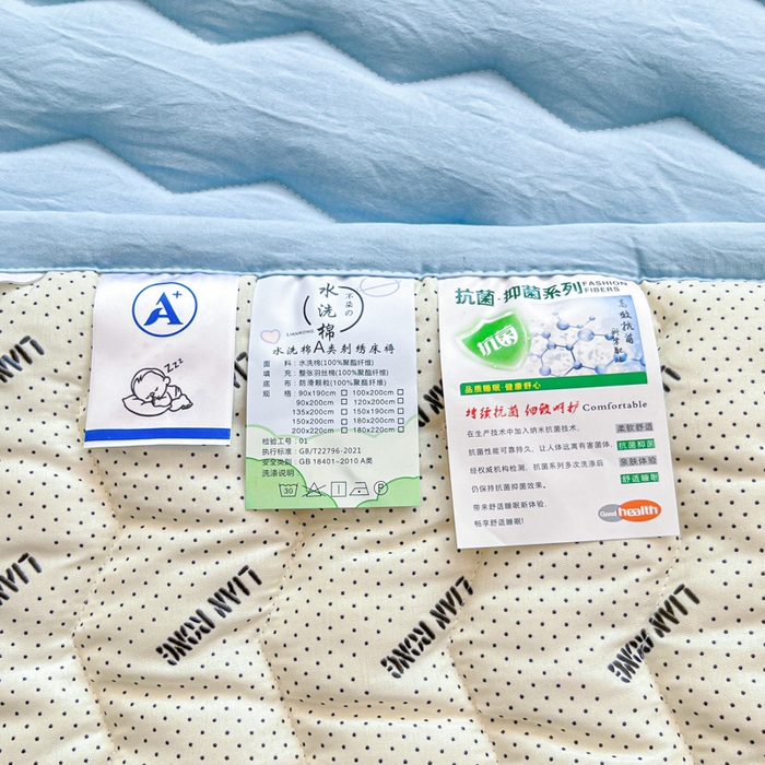 91家纺网 家纺一手货源 找家纺 恋绒家纺 2025新款刺绣款床褥床护垫绣花床垫 柯基KJ-天空蓝