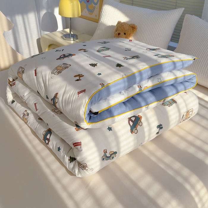 91家纺网 家纺一手货源 找家纺 卡派 2024新款亲肤水洗棉印花春秋被 汽车总动员