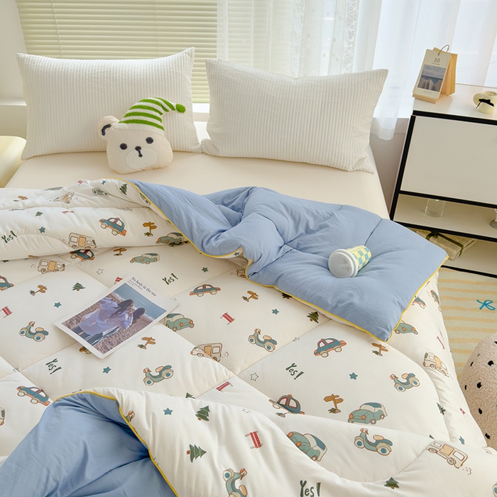 91家纺网 家纺一手货源 找家纺 卡派 2024新款亲肤水洗棉印花春秋被 汽车总动员