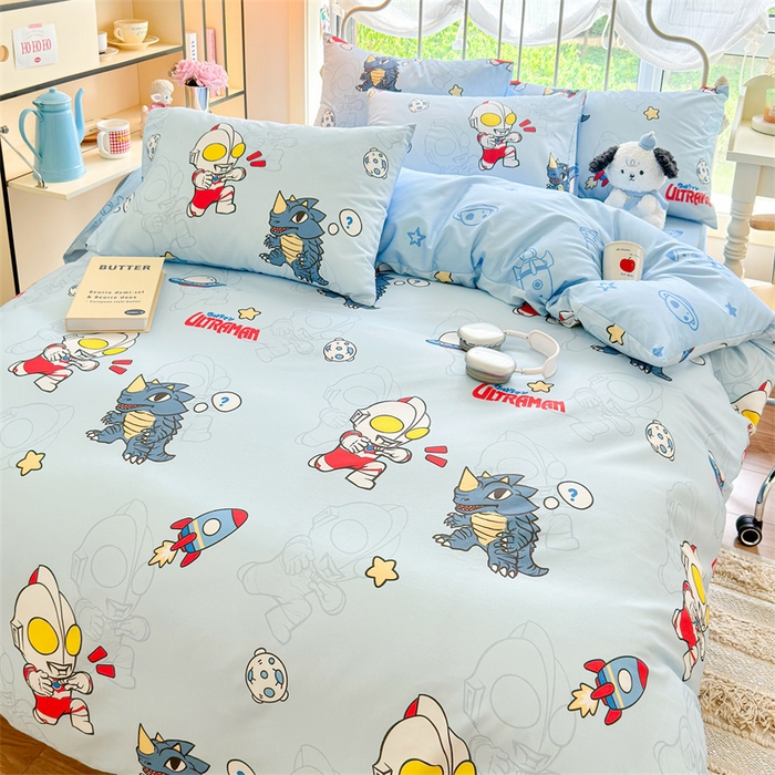 91家纺网 家纺一手货源 找家纺 2024新款授权经典奥特曼-三丽鸥全棉卡通四件套学生三件套【含防伪标】 奥特勇士